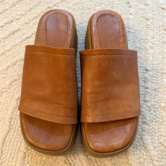 Dolce Vita Women’s Brown Leather Platform Sandals Size 10 - Picture 1 of 7